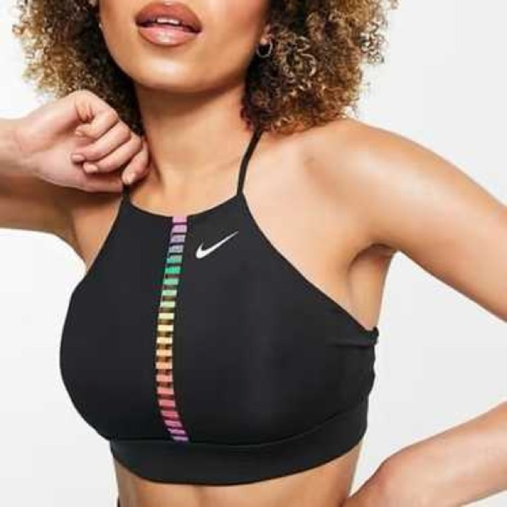 Nike Women’s Black Rainbow Ladder Sports Bra with Ifit logo